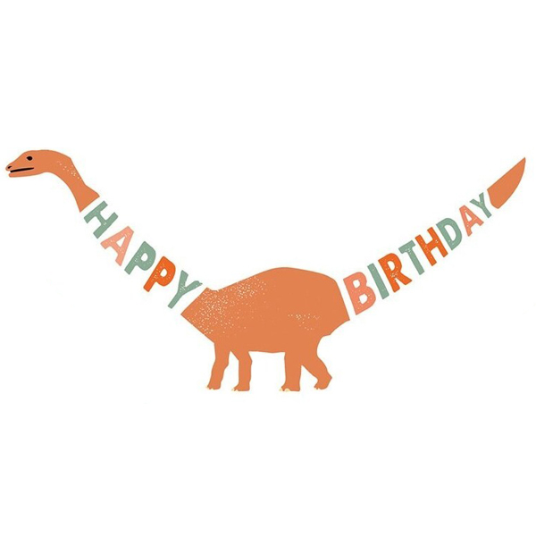 Dino Brachiosaurus Happy Birthday Jointed Banner